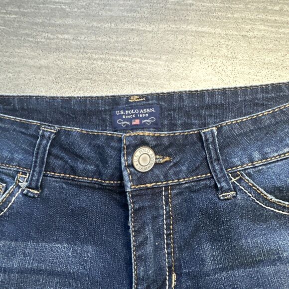 U.S. Polo Assn. Womans Blue Denim Cut Off Vintage Y2K Jean Shorts 7/8 - Picture 2 of 3